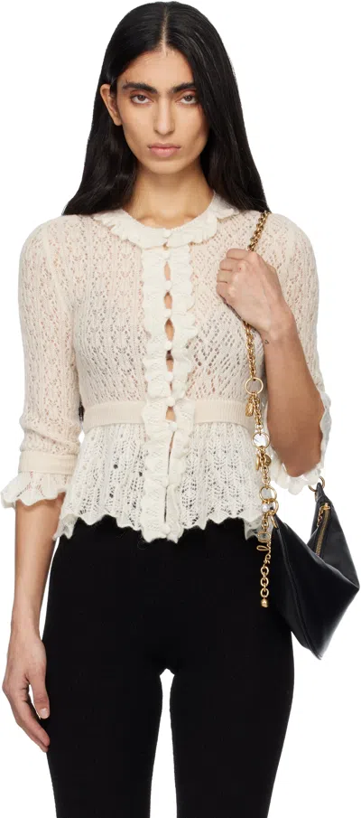 Chloé Off-white Cropped Ruffle Alpaca & Silk Knit Cardigan