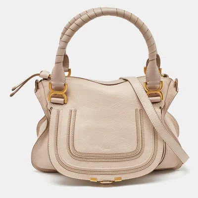 Pre-owned Chloé Off White Grained Leather Marcie Shoulder Bag