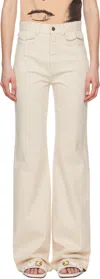 Chloé Ivory Flared Denim Trousers Women In 112 Eden White