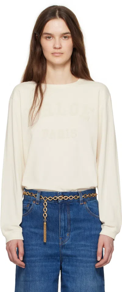 Chloé Off-white Oversized Long-sleeve Logo T-shirt In 103 Coconut Milk