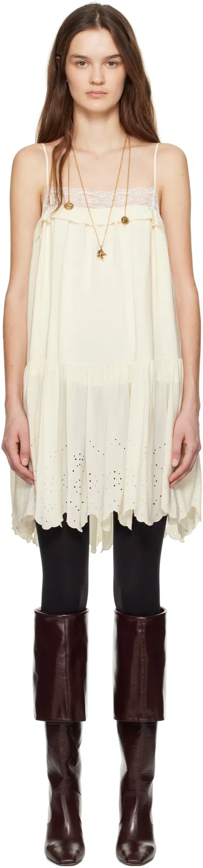 Chloé Off-white Silk Minidress In 103 Coconut Milk