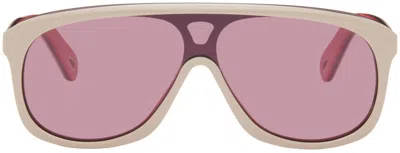 Chloé Off-white Ski Pilot Sunglasses In 005 Ivory