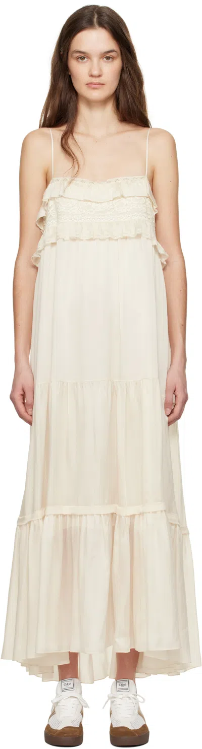 Chloé Off-white Sleeveless Maxi Dress In 115 Dusty White