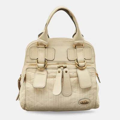 Pre-owned Chloé Off Whited Leather Bay Satchel