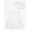 CHLOÉ CHLOE OFFWHITE FRILLED-TRIM BRAND-EMBROIDERED TWO-PIECE COTTON-POPLIN SET 9-24 MONTHS