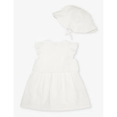 Chloé Babies' Chloe Offwhite Frilled-trim Brand-embroidered Two-piece Cotton-poplin Set 9-24 Months