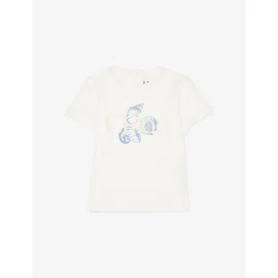 Chloé Babies' Offwhite Logo Graphic-print Cotton T-shirt 6 Months- In White