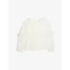 Chloé Offwhite Ruffled Long-sleeve Tulle Blouse 6- In White
