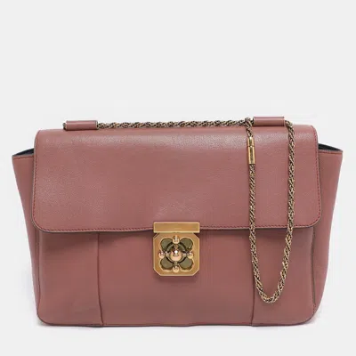 Pre-owned Chloé Old Rose Leather Large Elsie Shoulder Bag In Pink