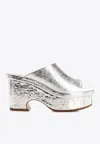 Chloé Oli 100 Platform Mules In Silver