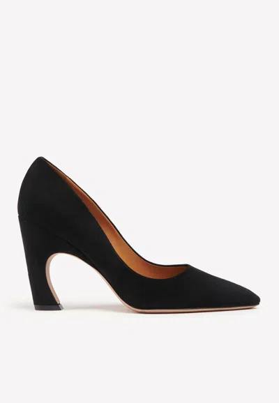 CHLOÉ OLI 90 SUEDE PUMPS,CHC23S817CJ001 BLACK