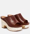 Chloé Oli Leather Platform Mules In Brown