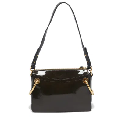 Pre-owned Chloé Olive Green Patent And Leather Roy Shoulder Bag