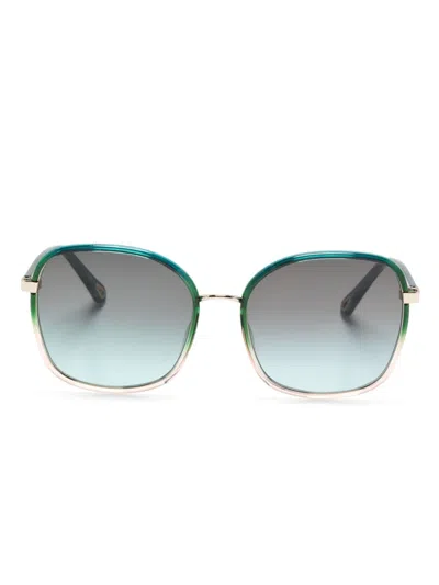 Chloé Ombré-effect Oversize Sunglasses In Grün