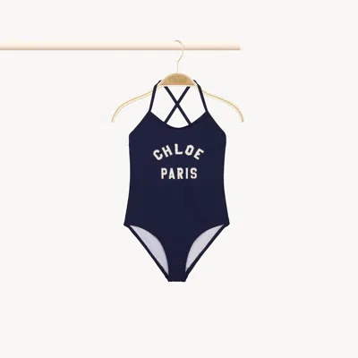 Chloé One-piece Swimsuit Blue Size 12 78% Polyamide, 22% Elastane