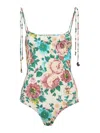 Chloé Chloe Floral-printed Swimsuit In Nude & Neutrals