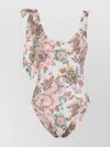 Chloé One-shoulder Floral Print Swimsuit With Bow Detail In Multi