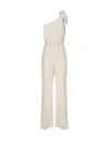 Chloé One-shoulder Linen Canvas Jumpsuit With Decorative Bow In Coconut Milk