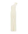 Chloé One-shoulder Linen Canvas Jumpsuit With Decorative Bow In White