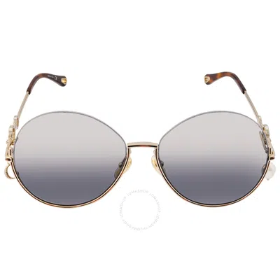 Chloé Open Box - Chloe Blue Round Ladies Sunglasses Ch0067s 001 61