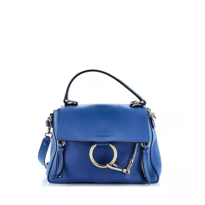 Chloé Open Box - Chloe Small Faye Day Bag Leather In Blue