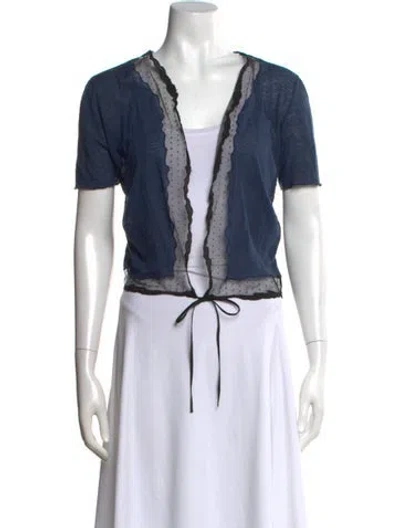 Pre-owned Chloé Open Front Short Sleeve Top In Blue