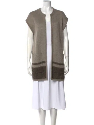 Pre-owned Chloé Open Front Sweater In Neutral