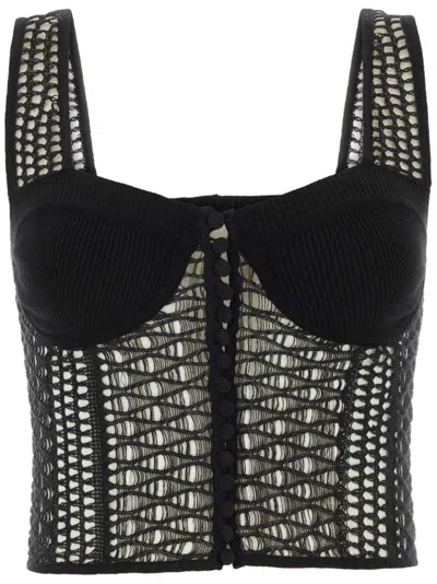 CHLOÉ OPEN-KNIT CROPPED BUSTIER TOP