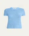 Chloé Embroidered Crocheted Cotton T-shirt In Blue