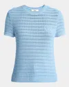 Chloé Embroidered Crocheted Cotton T-shirt In Blue