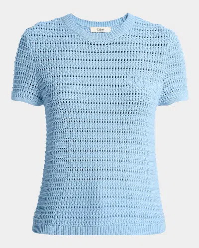 Chloé Open-knit Logo Embroidered Top