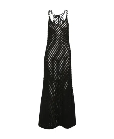 Chloé Open-knit Midi Dress In Black