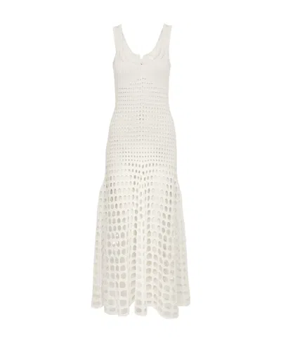 Chloé Open-knit Sleeveless Silk Dress In White