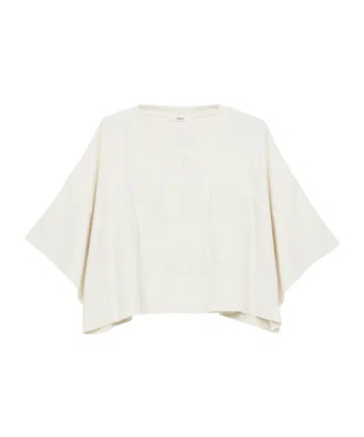 CHLOÉ CHLOÉ LOGO DETAILED OVERSIZED CROPPED T-SHIRT