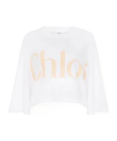 Chloé Open-necked Black Shirt In White