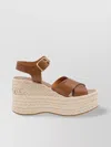 Chloé Open Toe Platform Sole Strappy Espadrilles In Red