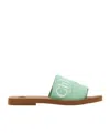 Chloé Chloe Woody Canvas Sandal In Mint Green