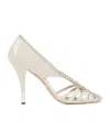 Chloé Leonie Crystal-embellished Leather Pumps In Pearl Ivory