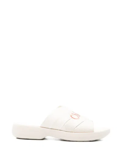 Chloé Open-toe Flat Sandals In White