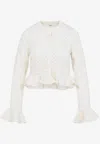 Chloé Openwork Flounced Cardigan In Alpaca And Silk In White