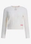 Chloé Wool And Cashmere Fitted Sweater With An Openwork Motif Clothing In White
