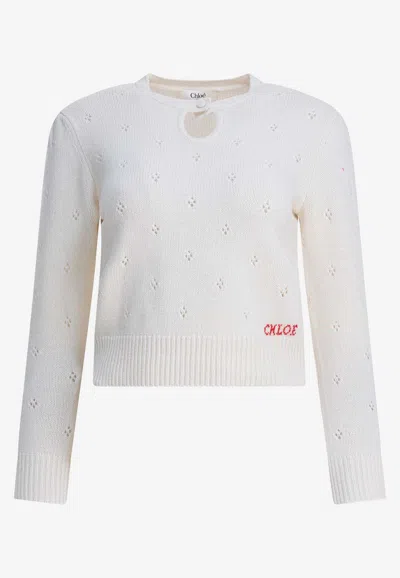 CHLOÉ OPENWORK KNIT CROPPED SWEATER
