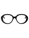 Chloé Logo-debossed Round-frame Glasses In 001 Black Black Transparent