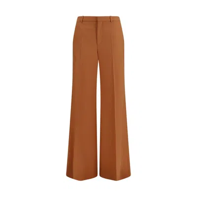 Chloé Orange Cotton Flared Pants In Brown