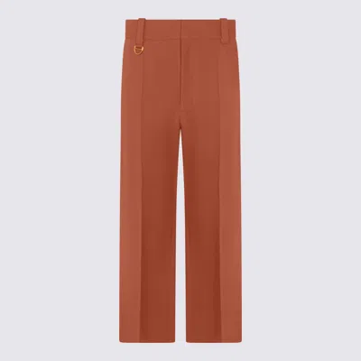 Chloé Orange Cotton Pants In Brown