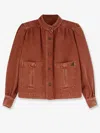 Chloé Logo Denim Jacket With Patch Pockets In Red