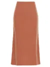 Chloé Knit Midi Skirt Ribbed Waistband In Orange