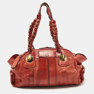 Pre-owned Chloé Orange Leather Heloise Satchel
