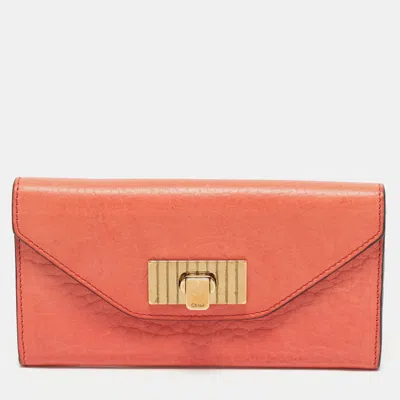 Pre-owned Chloé Orange Leather Sally Wallet