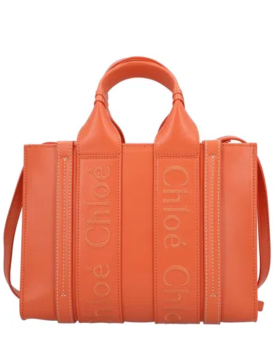 Chloé Orange Leather Small Woody Tote